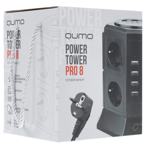 Купить Сетевой фильтр QUMO Power Tower Pro черный  1639069. Характеристики, отзывы и цены в Донецке