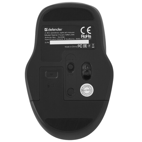 Купить Мышь беспроводная Defender Feam MM-296 [52296] черный  9202847. Характеристики, отзывы и цены в Донецке