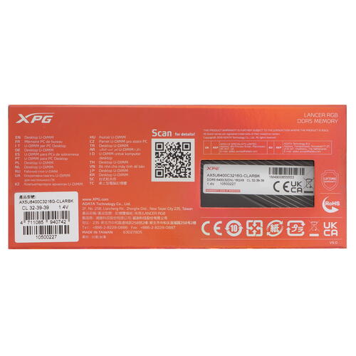 Купить Оперативная память ADATA XPG Lancer RGB [AX5U6400C3216G-CLARBK] 16 ГБ  5096542. Характеристики, отзывы и цены в Донецке