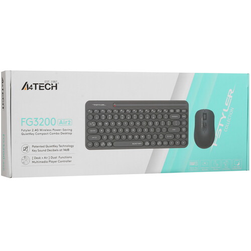 Купить Клавиатура+мышь беспроводная   A4Tech Fstyler FG3200 Air 2 серый  5495133. Характеристики, отзывы и цены в Донецке