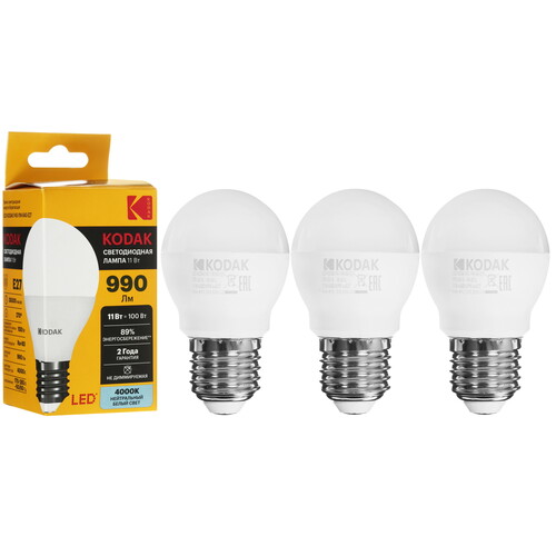 Купить Комплект светодиодных ламп Kodak P45-11W-840-E27  9305924. Характеристики, отзывы и цены в Донецке