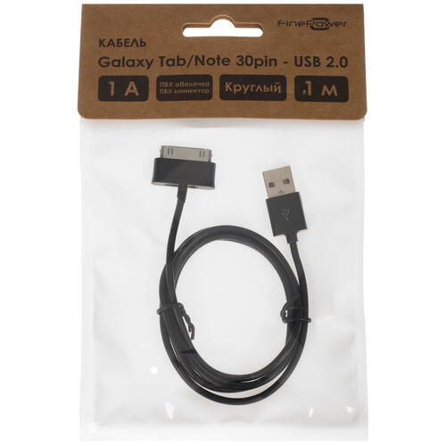 Купить Кабель круглый FinePower 30-pin Samsung - USB 2.0 Type-A черный 1 м  5400195. Характеристики, отзывы и цены в Донецке