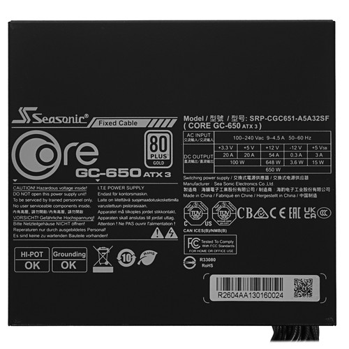Купить Блок питания Seasonic Core GC-650-V2 [Core GC-650-V2 ATX3.1] черный  5935274. Характеристики, отзывы и цены в Донецке