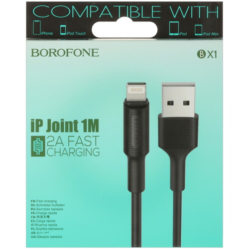 Купить Кабель круглый Borofone Lightning 8-pin - USB 2.0 Type-A черный 1 м  5475078. Характеристики, отзывы и цены в Донецке