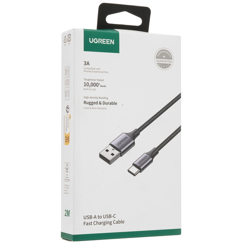 Купить Кабель круглый Ugreen USB Type-C - USB 2.0 Type-A черный 2 м  9983410. Характеристики, отзывы и цены в Донецке
