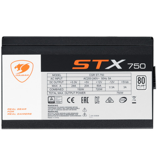 Купить Блок питания Cougar STX 750W V2 [CGR ST-750] черный  5455159. Характеристики, отзывы и цены в Донецке