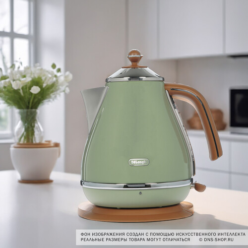 Купить Электрочайник DeLonghi KBOV 2001.GR зеленый  6631619. Характеристики, отзывы и цены в Донецке