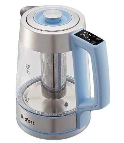 Купить Электрочайник Kitfort КТ-6617 голубой  9047199. Характеристики, отзывы и цены в Донецке