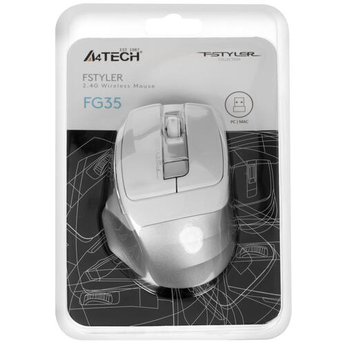 Купить Мышь беспроводная A4Tech Fstyler FG35  серебристый  8164172. Характеристики, отзывы и цены в Донецке