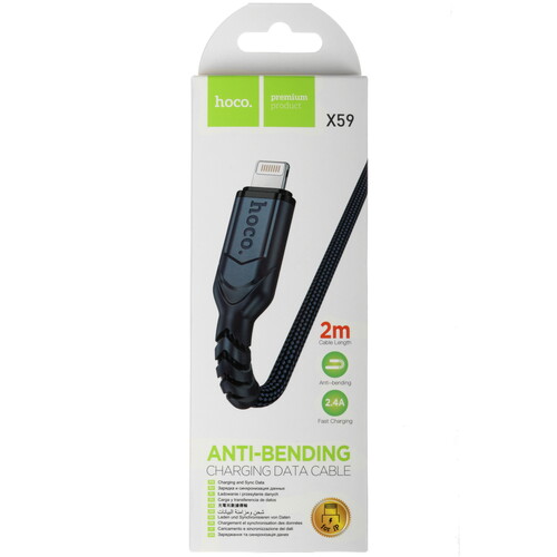 Купить Кабель круглый Hoco Lightning 8-pin - USB 2.0 Type-A синий 2 м  5475126. Характеристики, отзывы и цены в Донецке