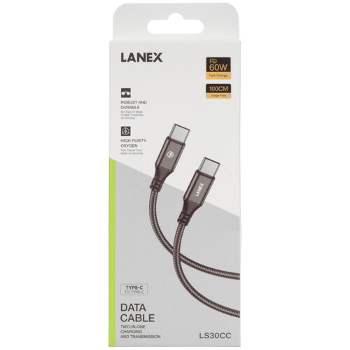 Купить Кабель круглый LANEX USB Type-C - USB Type-C черный 1 м  9280458. Характеристики, отзывы и цены в Донецке