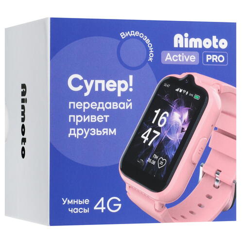 Купить Детские часы Кнопка Жизни Aimoto Active Pro 4G розовый  5094529. Характеристики, отзывы и цены в Донецке
