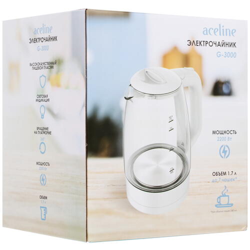 Купить Электрочайник Aceline G-3000 белый  1379332. Характеристики, отзывы и цены в Донецке