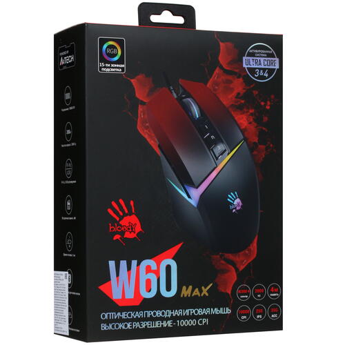 Купить Мышь проводная A4Tech Bloody W60 Max  черный  4733208. Характеристики, отзывы и цены в Донецке