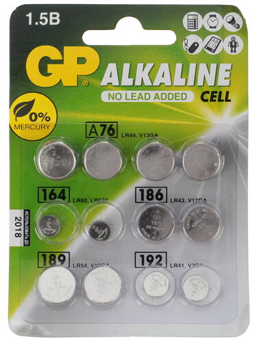 Купить Набор батареек GP Alkaline плоская / LR41 (AG3/G3/LR736/392A/192), LR43 (AG12/G12/LR1142/386A/186), LR44 (AG13/G13/LR1154/357A/A76), LR54 (AG10/G10/LR1130/389A/189)  0171118. Характеристики, отзывы и цены в Донецке