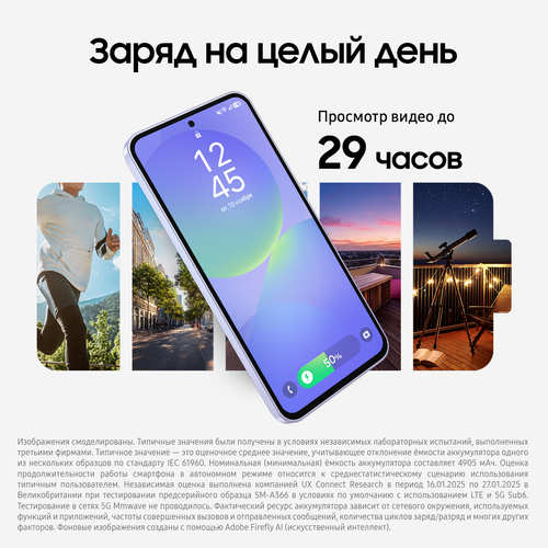 Купить 6.7" Смартфон Samsung Galaxy A36 128 ГБ фиолетовый  5620498. Характеристики, отзывы и цены в Донецке