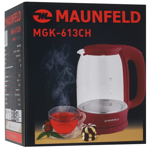 Купить Электрочайник MAUNFELD MGK-613CH красный  5370105. Характеристики, отзывы и цены в Донецке
