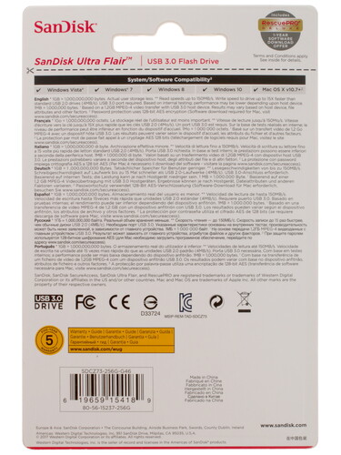Купить Память USB Flash 256 ГБ SanDisk Ultra Flair [SDCZ73-256G-G46]  1127025. Характеристики, отзывы и цены в Донецке
