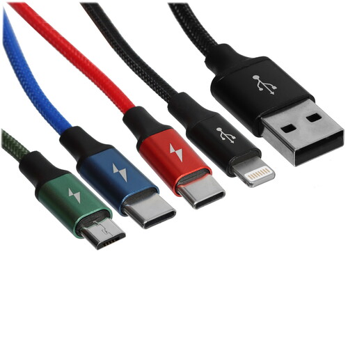 Купить Кабель круглый Baseus Lightning 8-pin, micro USB, USB Type-C - USB 2.0 Type-A черный 1.2 м  5455747. Характеристики, отзывы и цены в Донецке