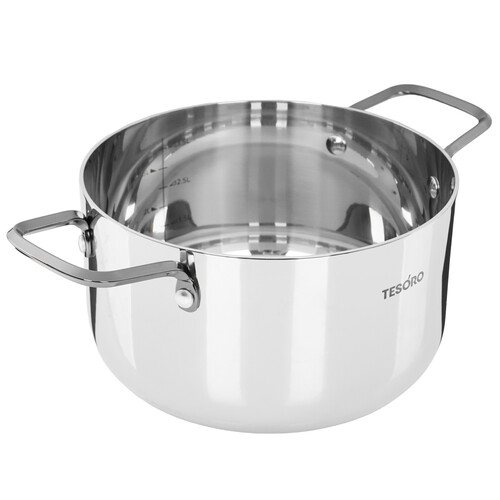 Купить Кастрюля Tesoro Asti КС643 4.3 л 22 см серебристый  9165237. Характеристики, отзывы и цены в Донецке