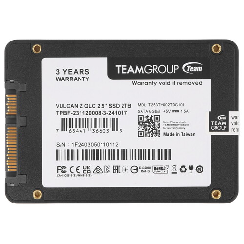 Купить 2000 ГБ 2.5" SATA накопитель TEAMGROUP T-Force VULCAN Z QLC [T253TY002T0C101]  5456976. Характеристики, отзывы и цены в Донецке