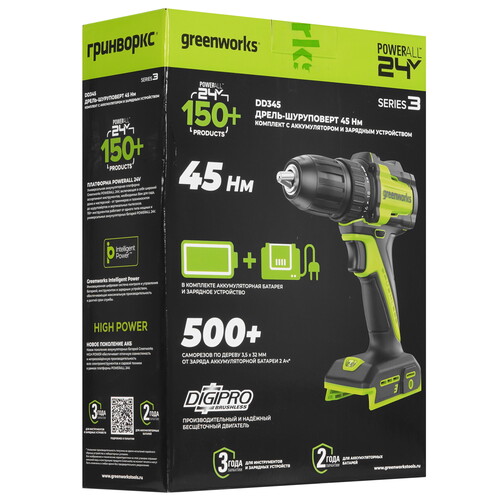 Купить Дрель-шуруповерт Greenworks DD345 24V  9305488. Характеристики, отзывы и цены в Донецке