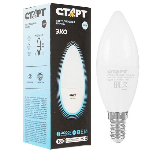 Купить Лампа светодиодная Старт LEDCandleE14 10W 40 WS  9180411. Характеристики, отзывы и цены в Донецке