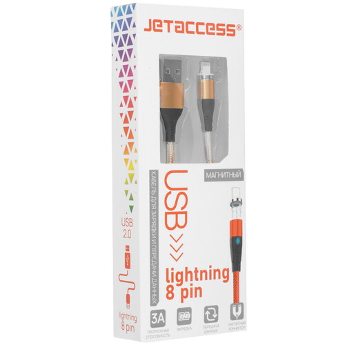 Купить Кабель круглый JETACCESS Lightning 8-pin - USB 2.0 Type-A золотистый 2 м  5617828. Характеристики, отзывы и цены в Донецке