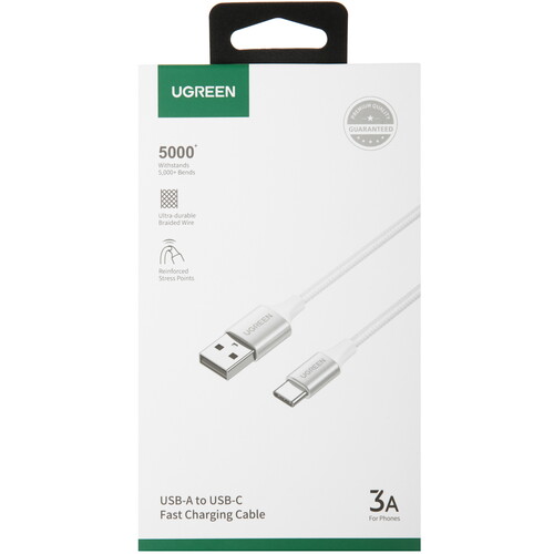Купить Кабель круглый Ugreen USB Type-C - USB 2.0 Type-A серебристый 3 м  9983455. Характеристики, отзывы и цены в Донецке