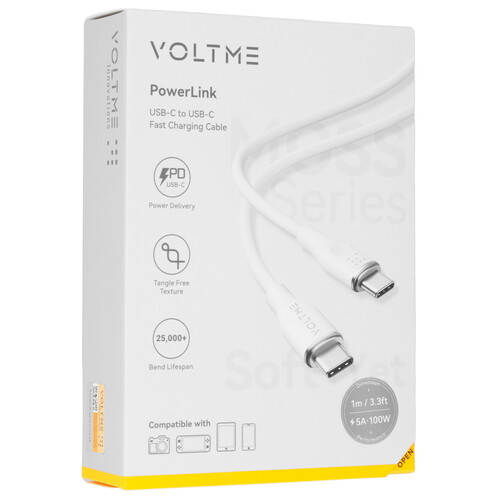 Купить Кабель круглый VOLTME USB Type-C - USB Type-C белый 1 м  9210948. Характеристики, отзывы и цены в Донецке