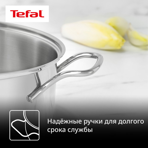 Купить Кастрюля Tefal Intuition G6 B8644674 5 л 24 см серебристый  1257352. Характеристики, отзывы и цены в Донецке