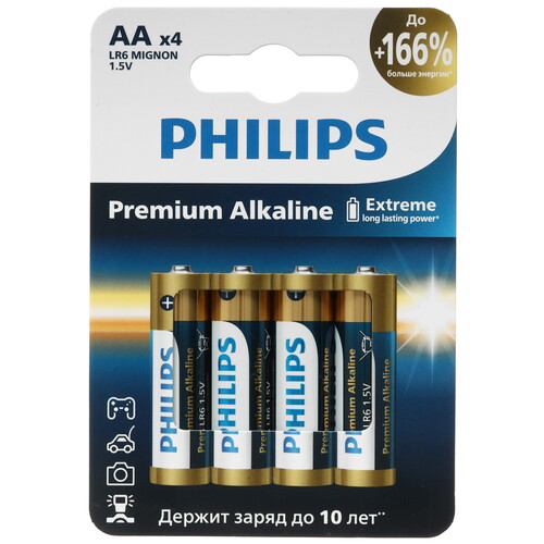 Купить Батарейка Philips LR6M4W/51 AA (LR6/ER14505/FR6/R6P)  9238010. Характеристики, отзывы и цены в Донецке