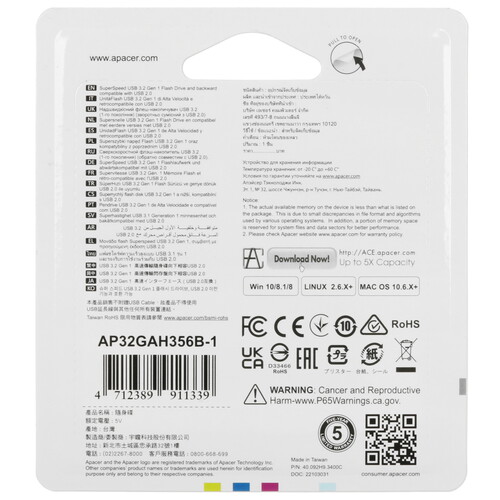 Купить Память USB Flash 32 ГБ Apacer AH356 [AP32GAH356B-1]  5456194. Характеристики, отзывы и цены в Донецке