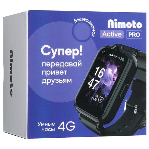 Купить Детские часы Кнопка Жизни Aimoto Active Pro 4G черный  5094530. Характеристики, отзывы и цены в Донецке