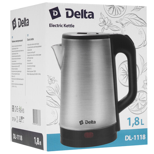 Купить Электрочайник DELTA DL-1118 черный  9235552. Характеристики, отзывы и цены в Донецке